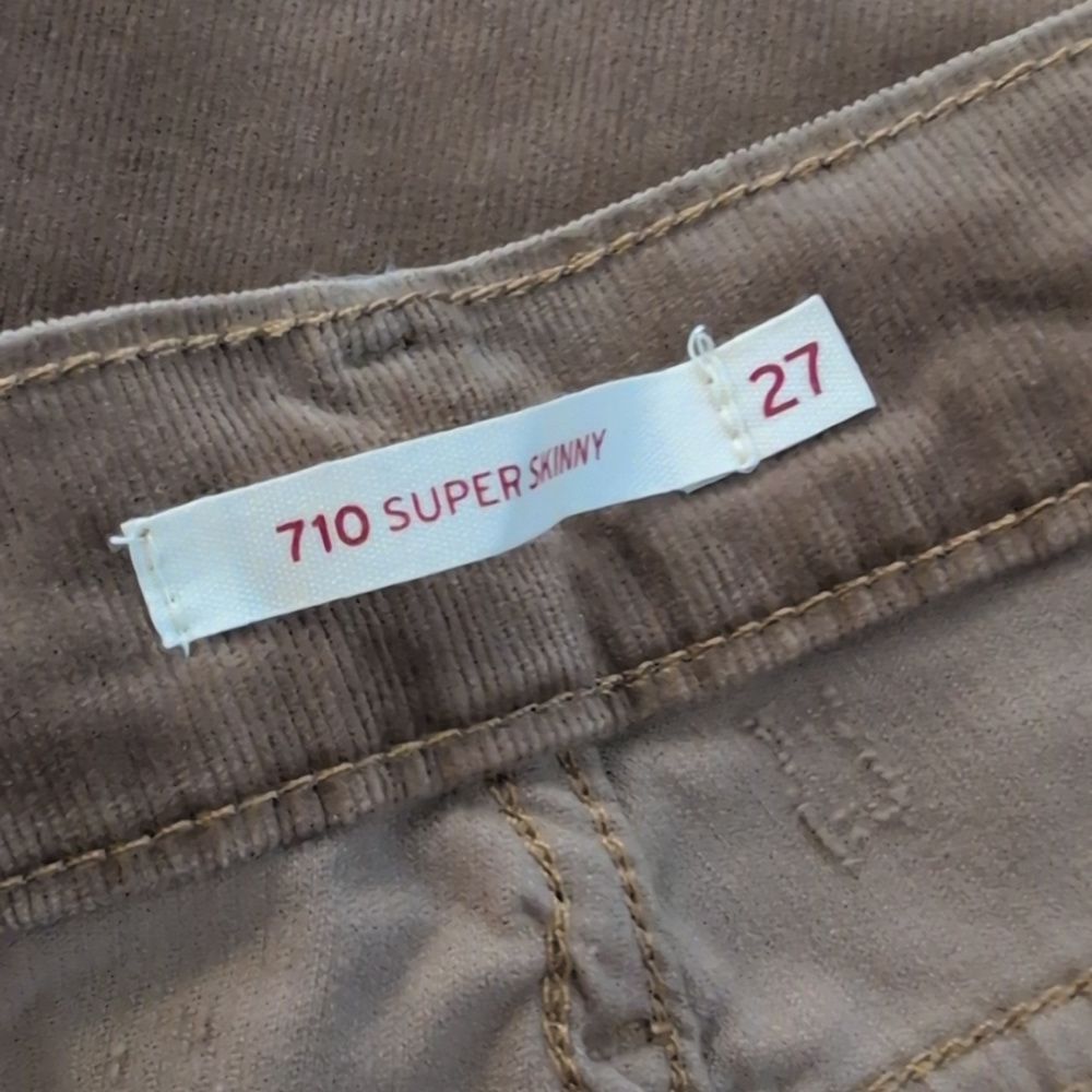Levis 710 Corduroy Super Skinny Brown Pants - Size 27 - Picture 9 of 11